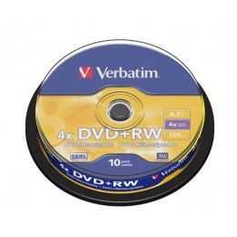Verbatim DVD+RW | 4.7GB | x4 | cakebox 10szt