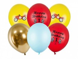 Balon gumowy Partydeco Happy Birthday, mix mix 300mm (SB14P-300-000-6)