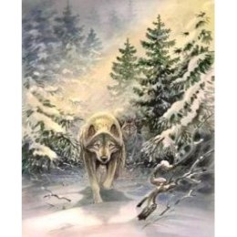 Zestaw kreatywny Norimpex malowanie po numerach - wilk w mroźnym lesie (NO-1005651)