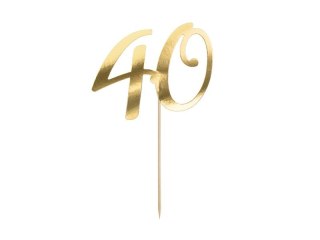 Dekoracja na tort 40, złoty, 20.5cm Partydeco (KPT62-40-019)