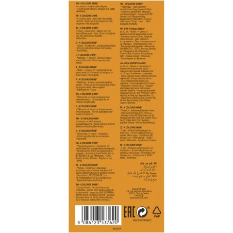 Długopis olejowy SHINE wkład mix 1,0mm Bic (964774)