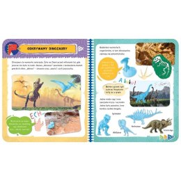Książeczka edukacyjna Album z naklejkami. Tajemnicze dinozaury. Ciekawostki dla dziec Aksjomat