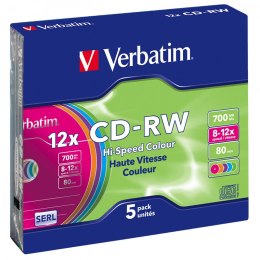 Verbatim CD-RW | 700MB | x12 | slim 5szt Col
