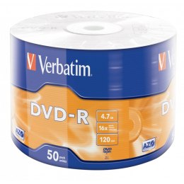 Verbatim DVD-R | 4.7GB | x16 | wrap 50szt | Matt Silver | AZO