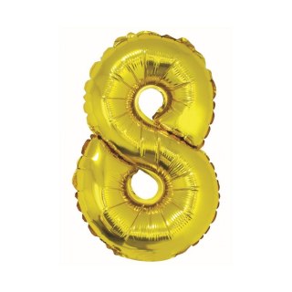 Balon foliowy cyfra 8 złoty 35 cm Godan (FG-C35Z8)
