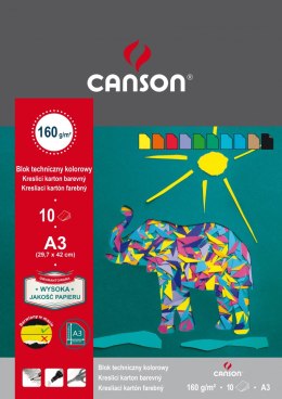 Blok techniczny Canson kolorowy A3 mix 160g 10k [mm:] 297x420 (400075230)