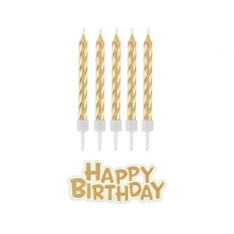 Świeczka urodzinowa Happy Birthday, złote, 16 szt. Godan (SF-HBZL)