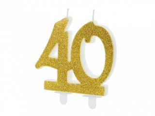 Świeczka urodzinowa liczba 40, złoty 7.5cm Partydeco (SCU5-40-019)