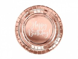 Talerz jednorazowy Partydeco Happy Birthday!, różowe złoto śr. 180mm 6 szt (TPP75-019R)