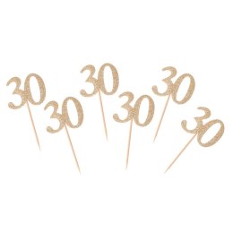 Dekoracja na tort Godan 30 urodziny B&C - złoty, 6 szt. (QT-P30Z)