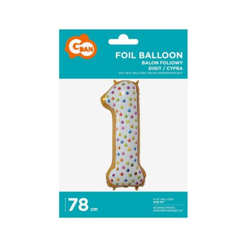 Balon foliowy Godan cyfra 1 CIASTECZKO 34cal (BC-HCS1)