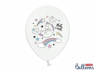 Balon gumowy 30cm, Jednorożec, Pastel Pure White biały 300mm Partydeco (SB14P-205-008-6)