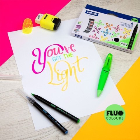 Flamaster Brush Fluo pędzelkowe 6 kol. Milan (0612606FL)