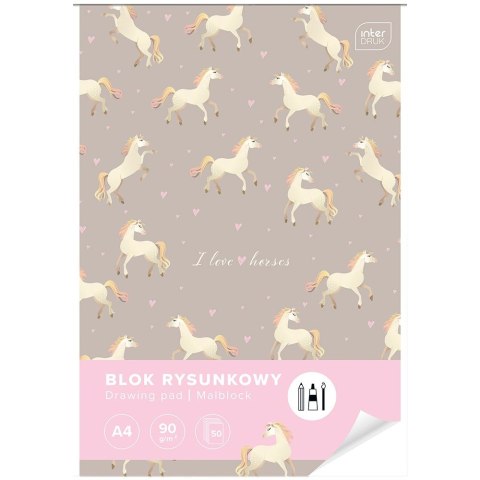 Blok rysunkowy bloki 5902277314529 A4 białe 90g 50k Interdruk