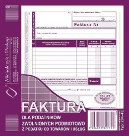 Druk offsetowy Michalczyk i Prokop Faktura dla podatników zwolnionych podmiotowo z podatku VAT 2/3 A5 80k. (204-4E)