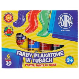 Farby plakatowe Astra w tubach kolor: mix 30ml 6 kolor. (83119900)