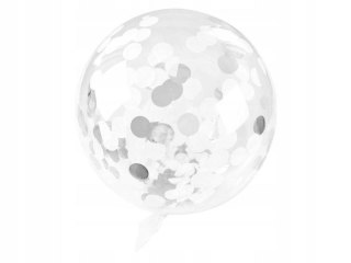 Balon gumowy konfetti srebrne transparentny 450mm Arpex (BLF2527SRE)