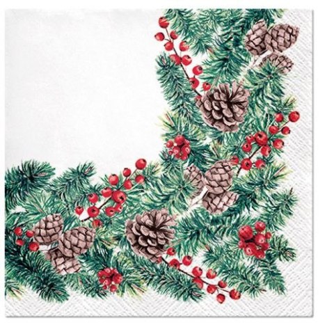 Serwetki Paw Lunch winter branches biała papier [mm:] 330x330 (SDL017300)