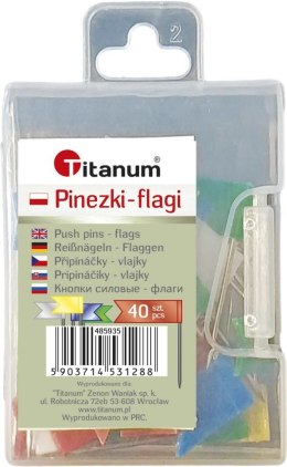 Pinezki Titanum plastikowe flagi kolor: mix 40 szt