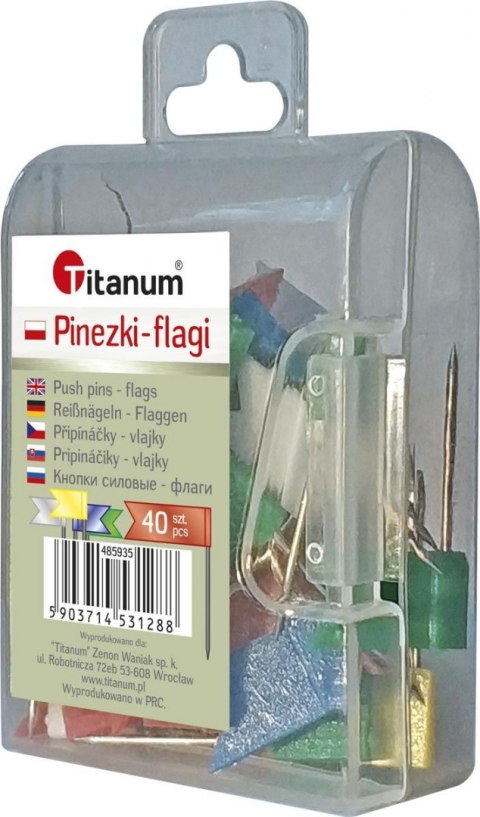 Pinezki Titanum plastikowe flagi kolor: mix 40 szt Pinezki Titanum plastikowe flagi kolor: mix 40 szt