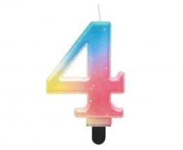 Świeczka urodzinowa cyferka 4, ombre, pastelowa, 8 cm Godan (SF-OPA4)