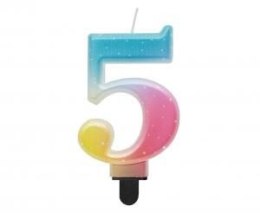 Świeczka urodzinowa cyferka 5, ombre, pastelowa, 8 cm Godan (SF-OPA5)