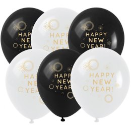 Balon gumowy Happy New Year (6 szt.) mix 250mm Arpex (KB8213)