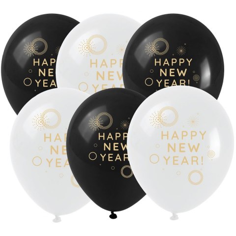 Balon gumowy Happy New Year (6 szt.) mix 250mm Arpex (KB8213)