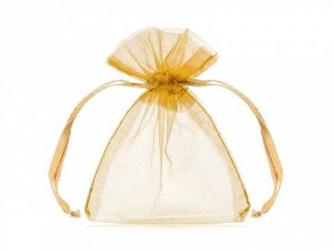 Organza Woreczki z organzy, złoty, 10cm Partydeco (WRG5-019-10)