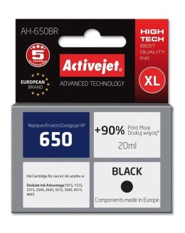 Tusz (cartridge) alternatywny HP 650 CZ101AE czarny 20ml Activejet (EXPACJAHP0225)