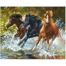 Zestaw kreatywny Norimpex Diamentowa mozaika konie biegnące przez rzekę 40x30cm (NO-1007765)