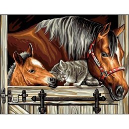Zestaw kreatywny Norimpex Diamentowa mozaika konie i kotek 40x30cm (NO-1006787)