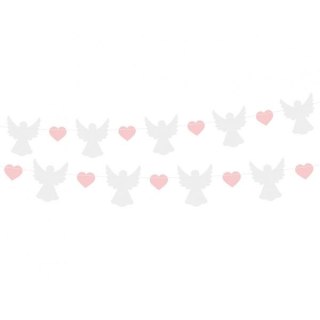 Girlanda Aniołki (10x12 cm), różowe serduszka (5x4 cm), 150 cm Godan (PF-GPAR)
