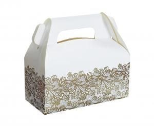 Opakowanie ozdobne papierowe W&C na ciasto Złoty nadruk, 20x10x10 cm, 6 szt. biały [mm:] 200x100x 100 Godan (PF-PTZN)