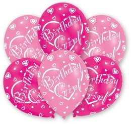 Balon gumowy Amscan 6 szt urodziny różowy jasny (995712)