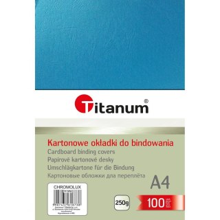 Karton do bindowania A4 błyszczący - chromolux niebieski 250g Titanum