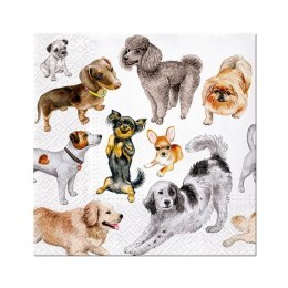 Serwetki Lunch Dogs Happiness mix nadruk bibuła [mm:] 330x330 Paw (SDL132600)