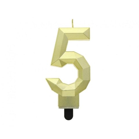 Świeczka urodzinowa Godan cyferka 5 - Diament, metalik złoty, 7.6 cm (PF-SDZ5) Świeczka urodzinowa Godan cyferka 5 - Diament, metalik złoty, 7.6 cm (PF-SDZ5)