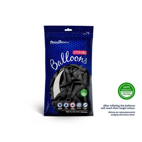 Balon gumowy metalizowany 100 szt czarny 12cal Partydeco