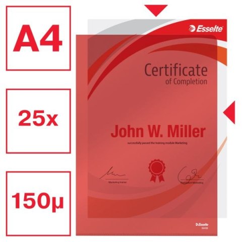 Ofertówka A4 kolor: czerwony typu L 150 mic. Esselte (55433)