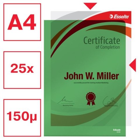 Ofertówka A4 kolor: zielony typu L 150 mic. Esselte (55436)