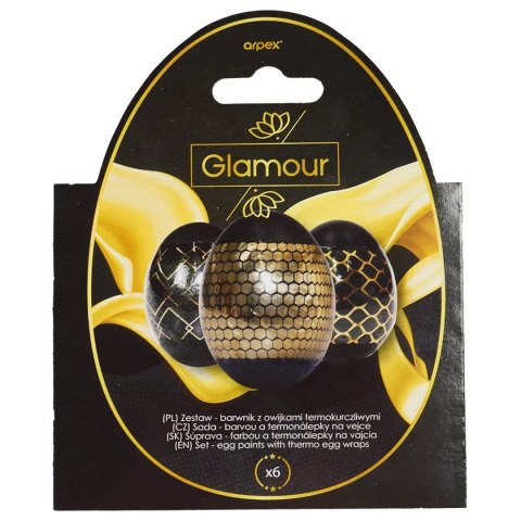 Dekoracja jajek Zestaw Glamour - barwnik z owijkami termokurczliwymi (6 szt.) Arpex (SW9524)