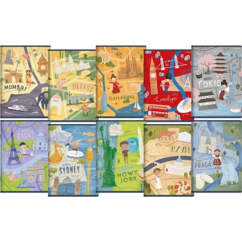 Zeszyt CITIES OF THE WORLD A5 16k. 70g krata Top 2000 (400157888)