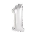 Balon foliowy cyfra 1 srebrny 35 cm 16cal Godan (FG-C35S1)