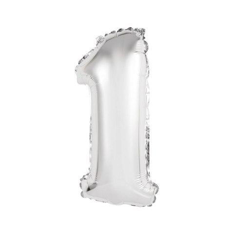 Balon foliowy cyfra 1 srebrny 35 cm 16cal Godan (FG-C35S1)