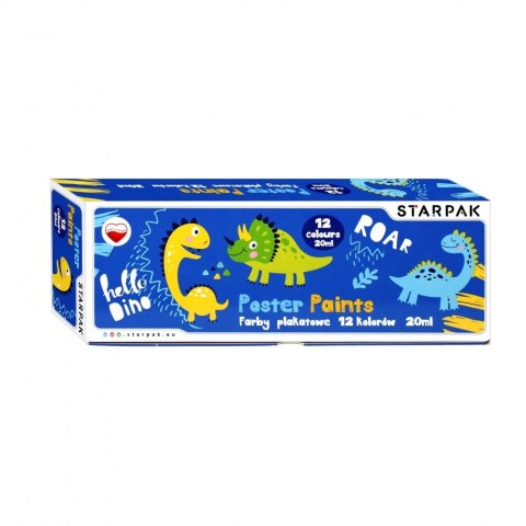 Farby plakatowe Dino kolor: mix 20ml 12 kolor. Starpak (493206)