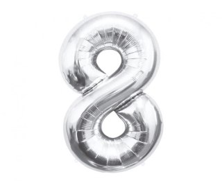 Balon foliowy Cyfra 8, srebrna, 85 cm 85cal Godan (BC-HSR8)