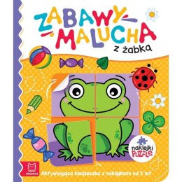 Książeczka edukacyjna Zabawy malucha z żabką.. Aktywizująca książeczka z naklejkami puzzlami Aksjomat