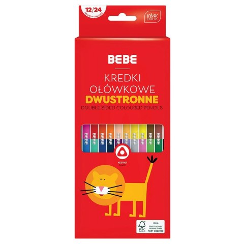 Kredki ołówkowe BB KIDS dwustronne 12/24 5902277327093 24 kol. Bebe (FSC100%)