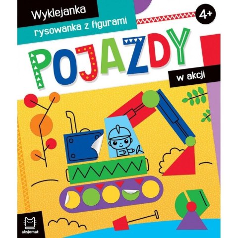 Książeczka edukacyjna Pojazdy w akcji. Wyklejanka, rysowanka z figurami 4+ Aksjomat